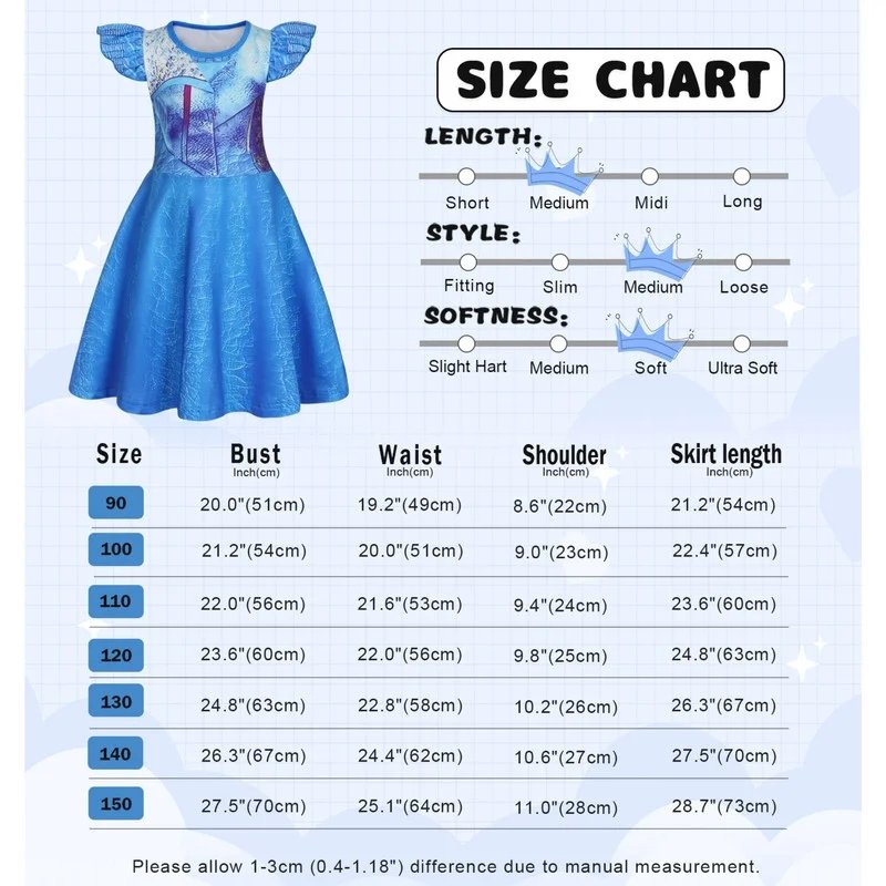 Benylion Girls Princess Dresses Costume Birthday Party Dress Cosplay Outfits Role Play Clothes Outfit for 5-6 Years - 图片 2