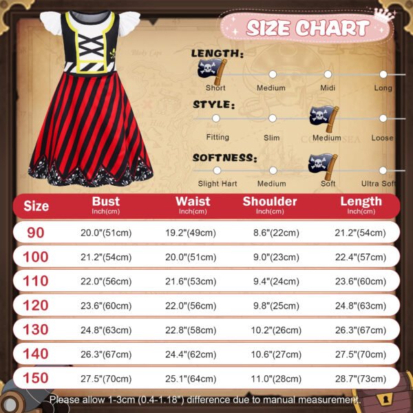 Benylion Girls World Book Day Costumes for Girls Pirate Costume Kids Role Play Outfits Pirate Costume Kids Stage Performance Dress up Outfits for 5-6 Years - 图片 2
