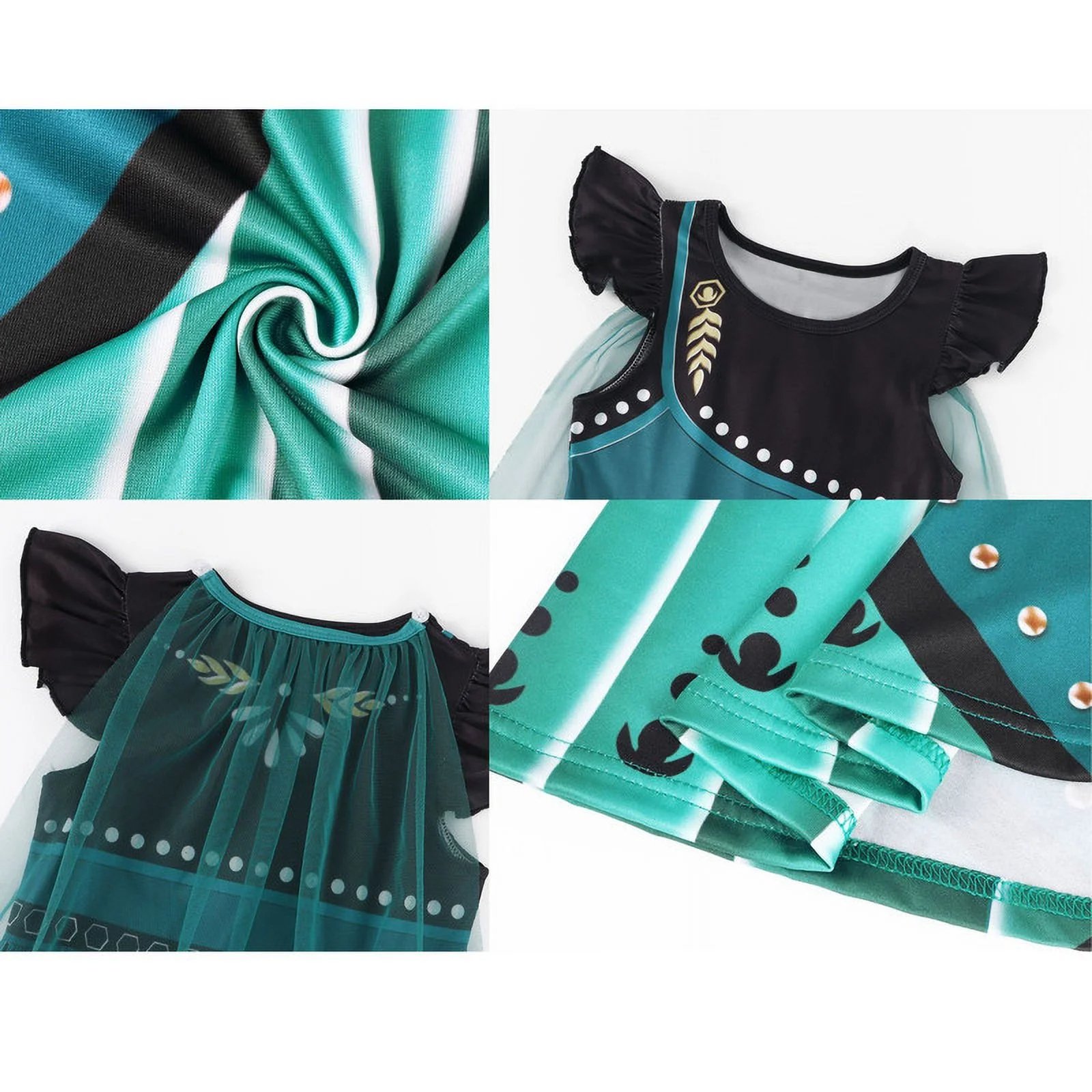 Benylion Princess Anna Dress With Cape Girls Birthday Party Cosplay Costume Toddler Ruffle Sleeve Fancy Outfit for 5-6 Years - 图片 4