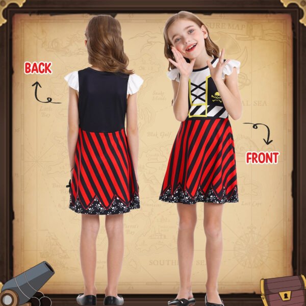 Benylion Girls World Book Day Costumes for Girls Pirate Costume Kids Role Play Outfits Pirate Costume Kids Stage Performance Dress up Outfits for 5-6 Years - 图片 3