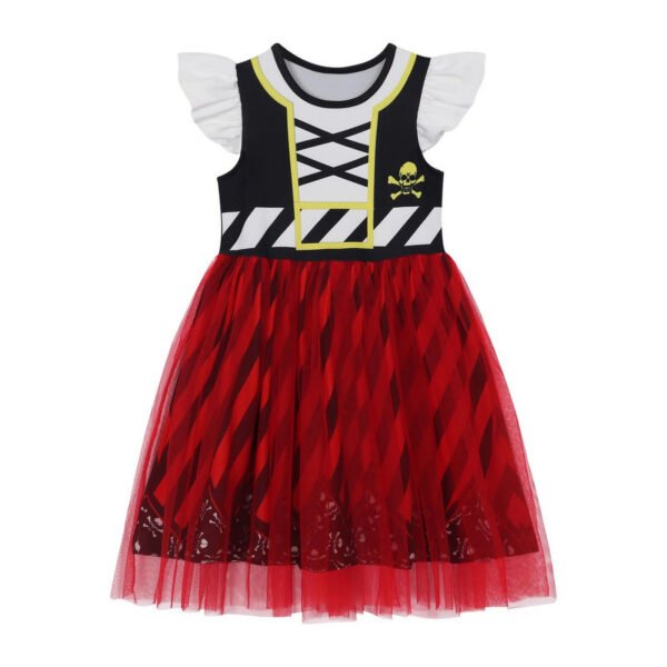 Benylion Girls Pirate Costume Toddler Buccaneer Dress Kids Dance Skirt Birthday Party Halloween Role Play Outfits for 5-6 Years - 图片 4