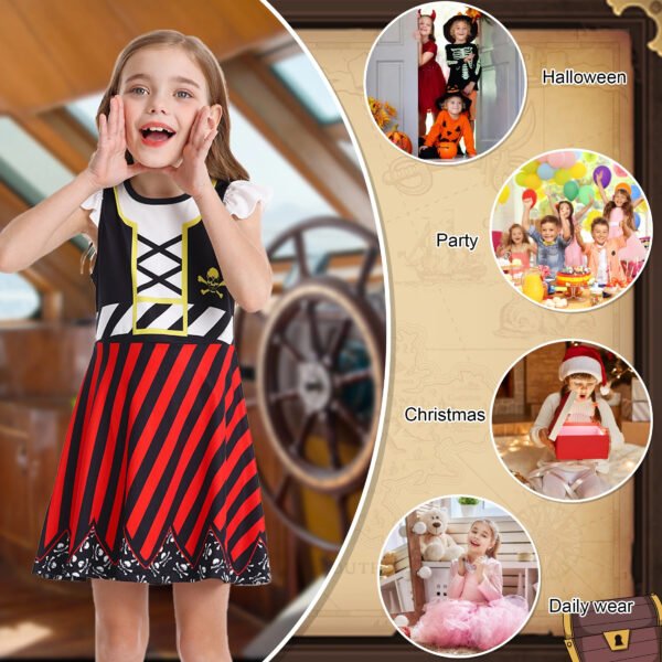 Benylion Girls World Book Day Costumes for Girls Pirate Costume Kids Role Play Outfits Pirate Costume Kids Stage Performance Dress up Outfits for 5-6 Years - 图片 4