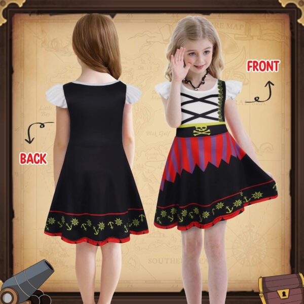 Benylion Pirate Costume for Girls Pirate Dress Kids Costumes Buccaneer Dresses Birthday Party Cosplay Outfits for 5-6 Years - 图片 5