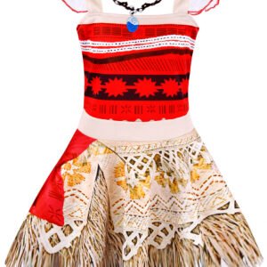 Jurebecia Princess Dress for Girls Ocean Adventure Cosplay Costume Little Girls Fancy Princess Dress Halloween Christmas Outfits with Accessories Red/White Child
