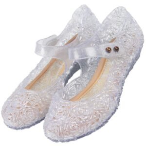 Jurebecia Princess Shoes for Girls Frozen Sparkly Blue Glitter Dress up Jelly Shoes Toddler & Little Kid Non-Slip Soft Sole Sizes 11.5 Little kid