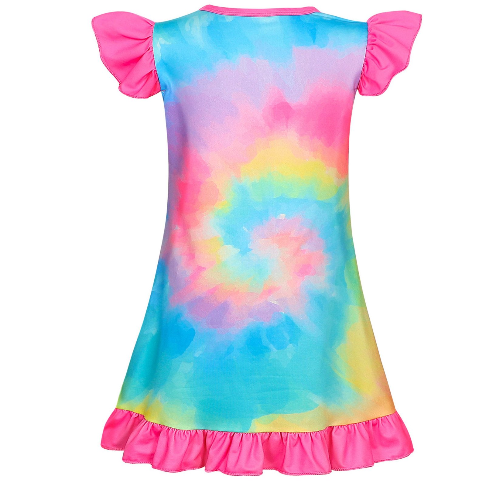 Jurebecia 2 Pcs Girls Nightgowns Rainbow Unicorn Short Sleeve Sleepwear Nightie Nightgown Soft Nightgown Night Dress for Kids Princess Pajama Dresses 5-6 Years 120 CM - 图片 9