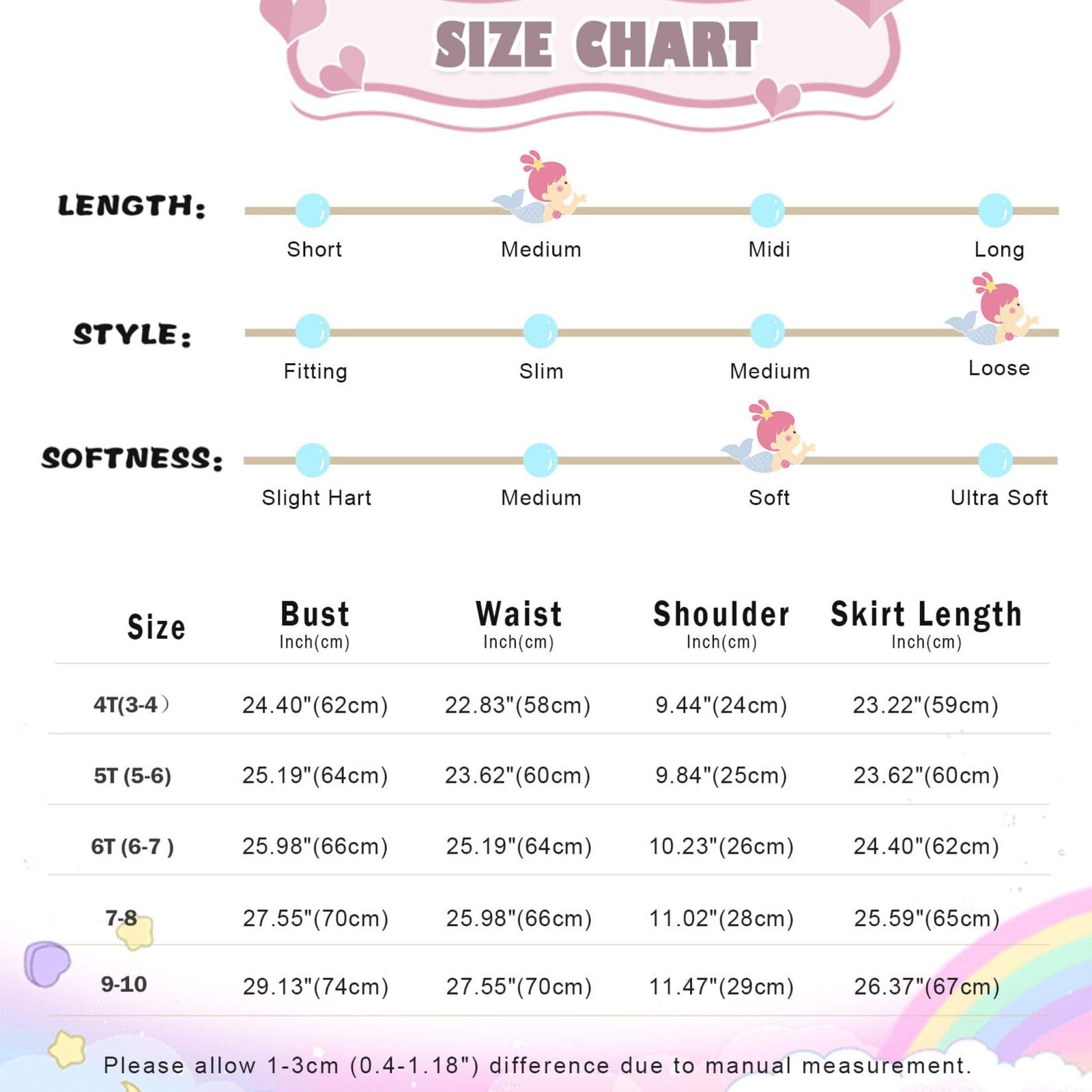 Jurebecia Girls Nightgowns Unicorn Nightgown Princess Pajama Dresses for Girls Sleepwear Night Kids Toddler Soft Nightgown 110 CM 3-4 Years - 图片 3
