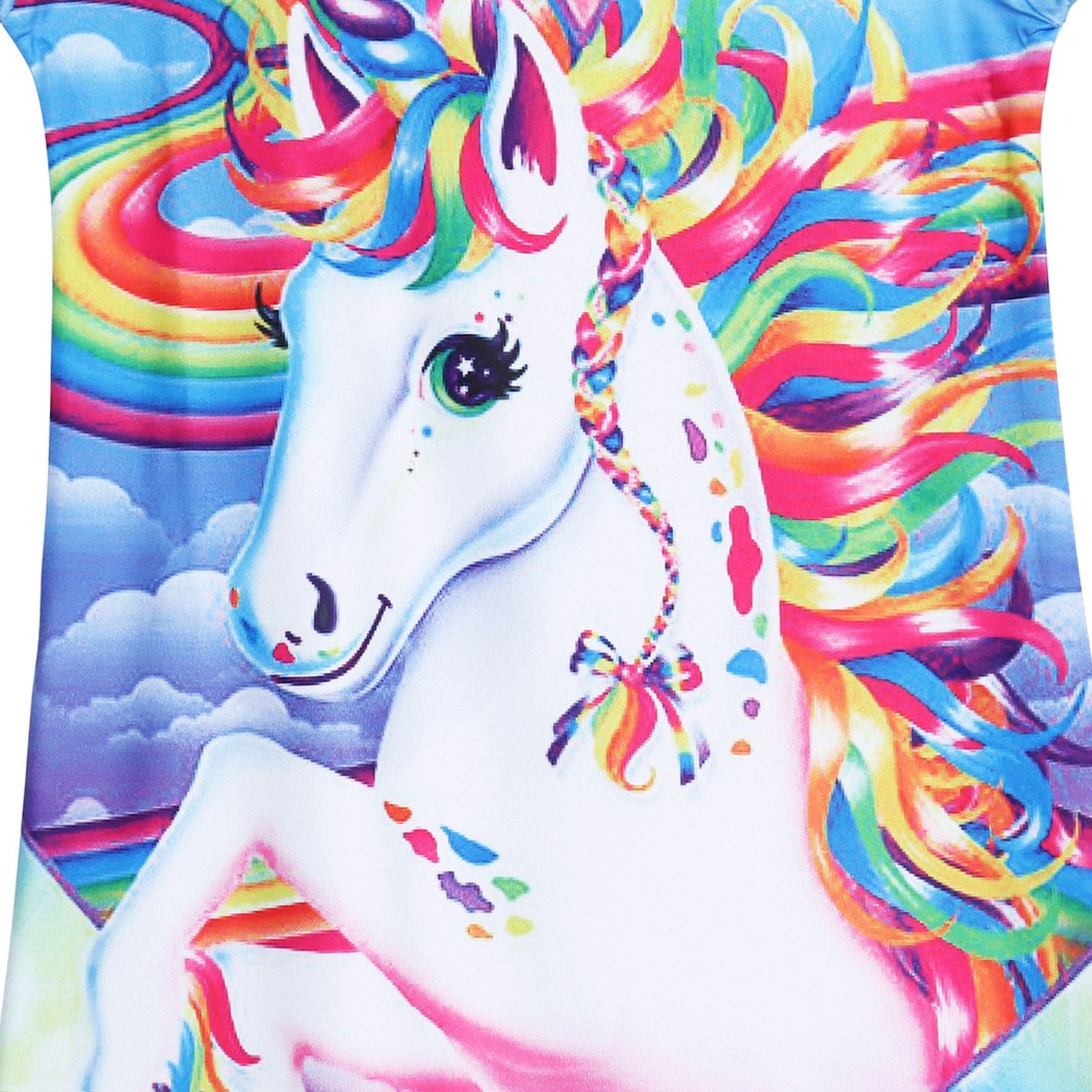 Jurebecia Girls Nightgowns Unicorn Sleepwear Night Sleep Dress Flutter Sleeve Pajamas Little Kids Toddler Soft Nightgown Blue 130 cm 5-6 Years - 图片 7