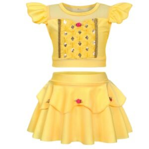 Marendyee Girls Bikinis Two Piece Belle Princess Swimsuit Set Toddle Kids Ruffles Bathing Suit Role Play Swimwear 110 cm 3-4 Years