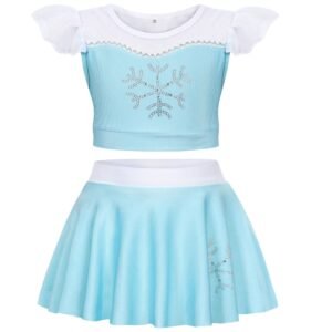 Marendyee Girls Bikinis Two Piece Swimsuit Elsa Princess Bikini Set Toddle Kids Ruffles Bathing Suit Role Play Swimwear 130 cm 7-8 Years