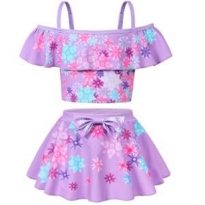 Marendyee Girls 2 Pieces Swimsuit Mirabel Bikini Swimsuits Encanto Dress Toddle Kids Ruffles Bathing Suit Role Play Swimwear 100 cm 2-3 Years