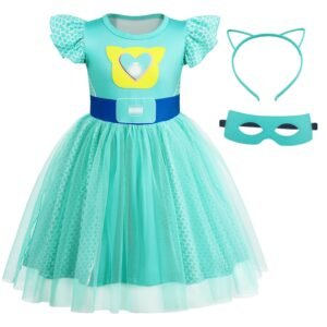 Marendyee Girls Cute Kitties Tulle Dress with Flutter Sleeves Cat Dress Movie Character up Outfits for Christmas