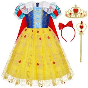 Marendyee Snow White Princess Dress Costume Birthday Halloween Cosplay Party with Accessories 2-3 Years