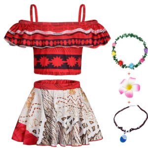 Marendyee Girls Moana Bikinis Swimsuits Two Piece Swimwear Adventure Outfit Toddle Kids Ruffles Bathing Suit Role Play Bathing Suit 100 cm 2-3 Years