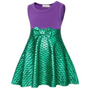 Marendyee Mermaid Dress Princess Ariel Costume Dress up Clothes Cosplay Halloween Birthday Party 9-10 Years