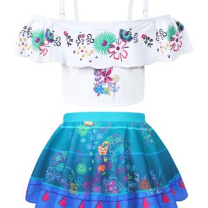 Marendyee Girls 2 Pieces Isabella Swimsuit Mirabel Bikini Short-Sleeve Swim Dress Tankini Magic Family Adventure Swimwear 5-6 Years
