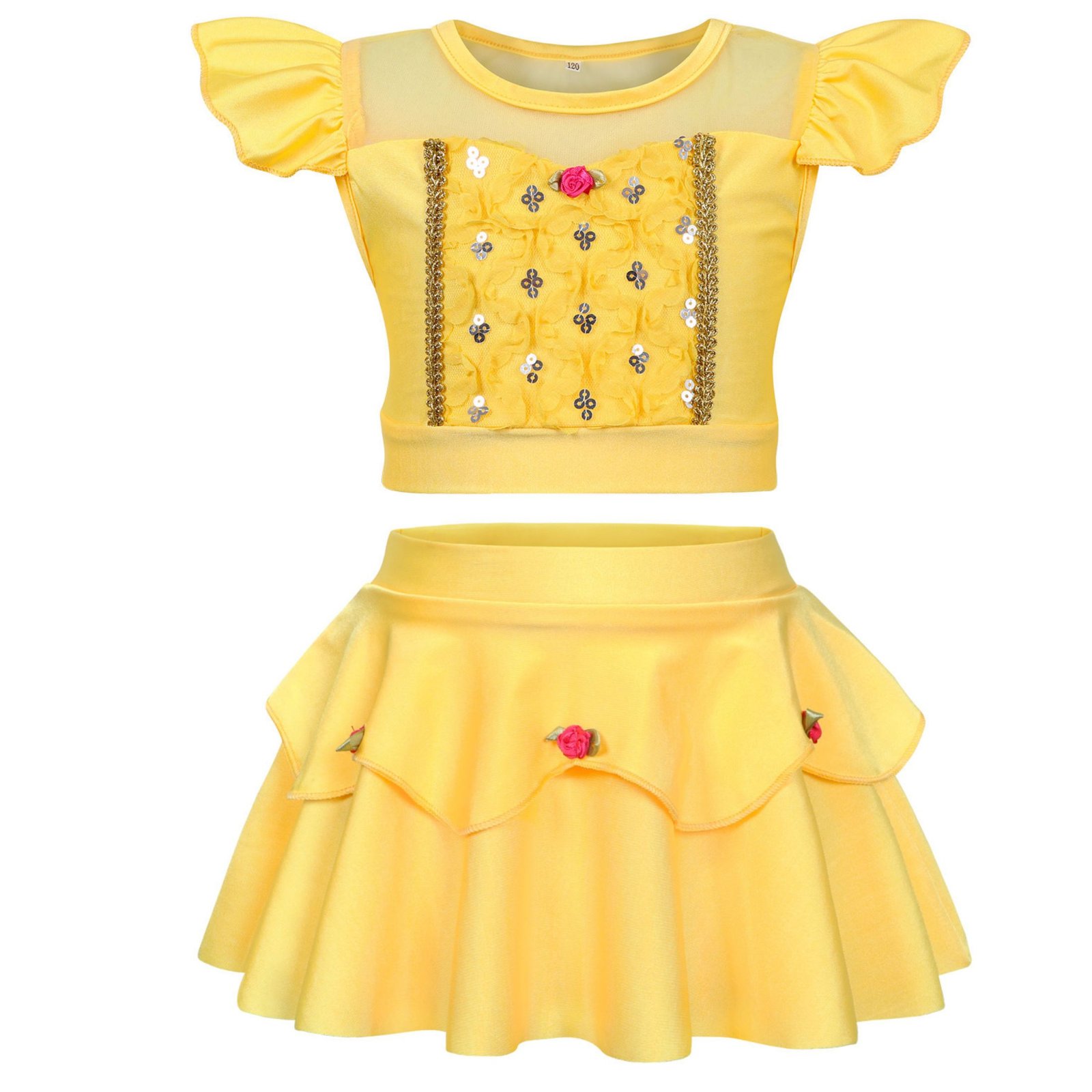 Marendyee Girls Bikinis Two Piece Princess Swimsuit Set Toddle Kids Ruffles Bathing Suit Role Play Swimwear 130 cm 7-8 Years