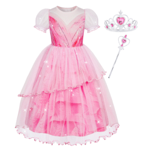 Benylion Good Witch Glinda Costume Girls Pink Princess Tulle Dress Toddler Halloween Cosplay Outfit with Accessories