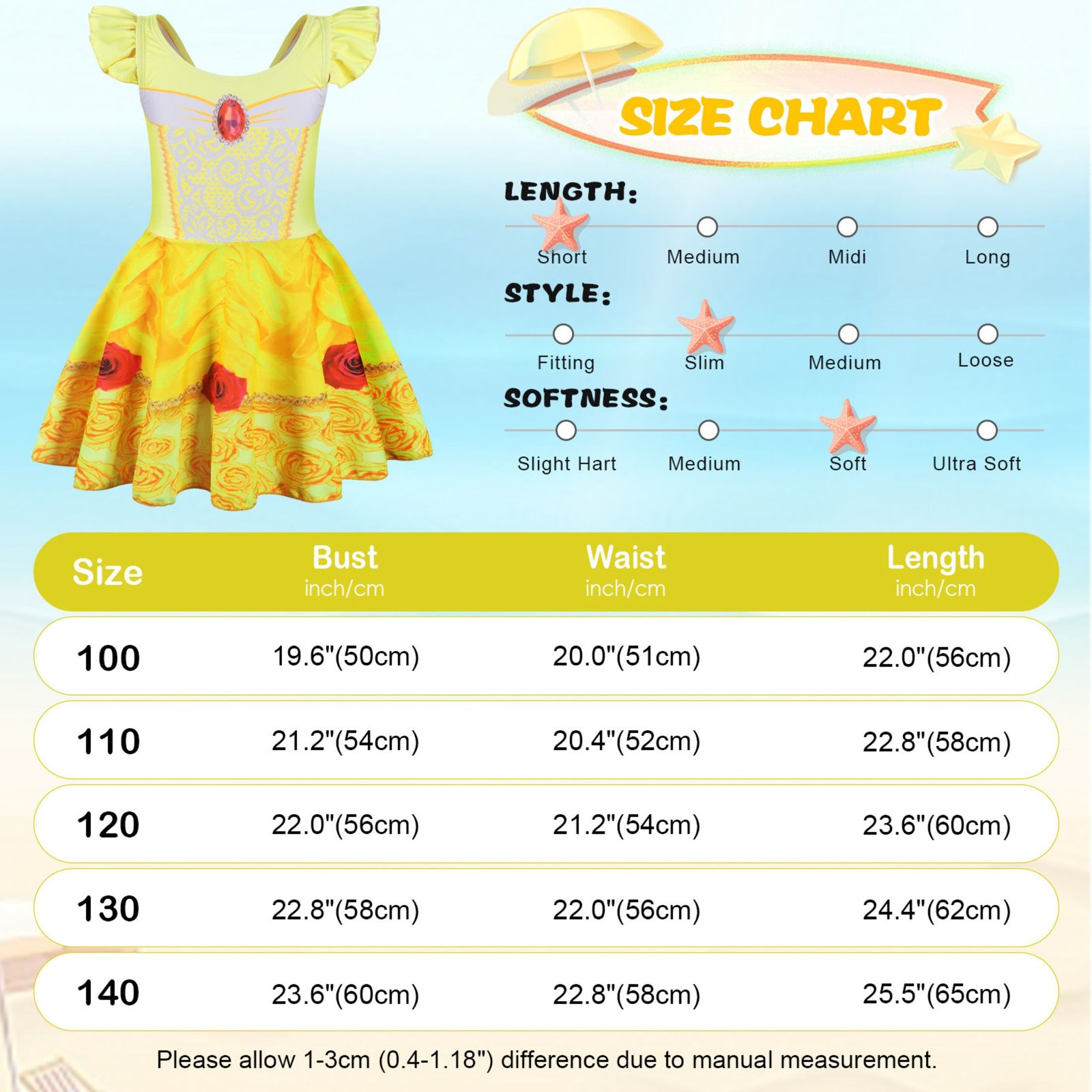 Marendyee Princess Swimsuit for Girls One Piece Short Sleeve Swim Dress Rash Guard Bathing Suit Skirted Swimwear 3-10 Years - 图片 3