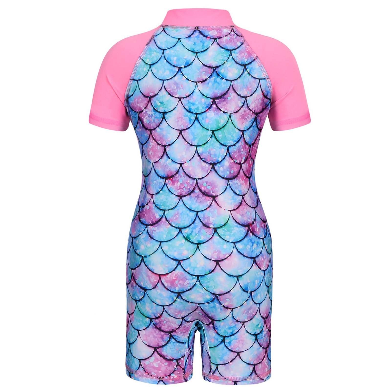 Marendyee Girls Mermaid Swimsuit One Piece Bathing Suit Zipper with UPF 50+ Rashguard Swimwear Printed One Piece Beach 5-6 Years 120 CM - 图片 3