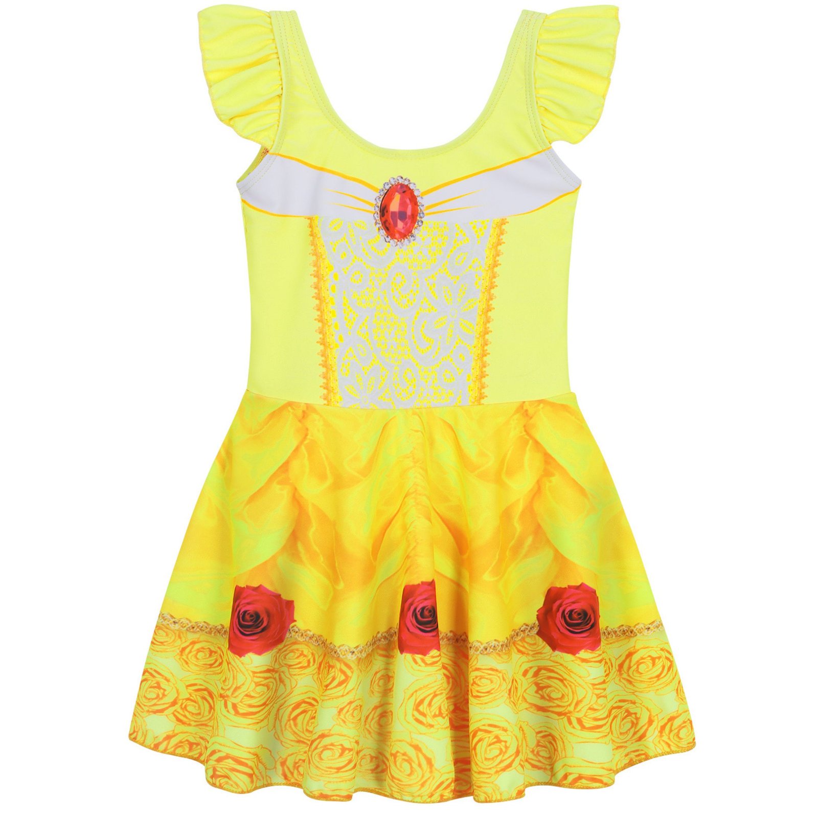 Marendyee Princess Swimsuit for Girls One Piece Short Sleeve Swim Dress Rash Guard Bathing Suit Skirted Swimwear 3-10 Years - 图片 4