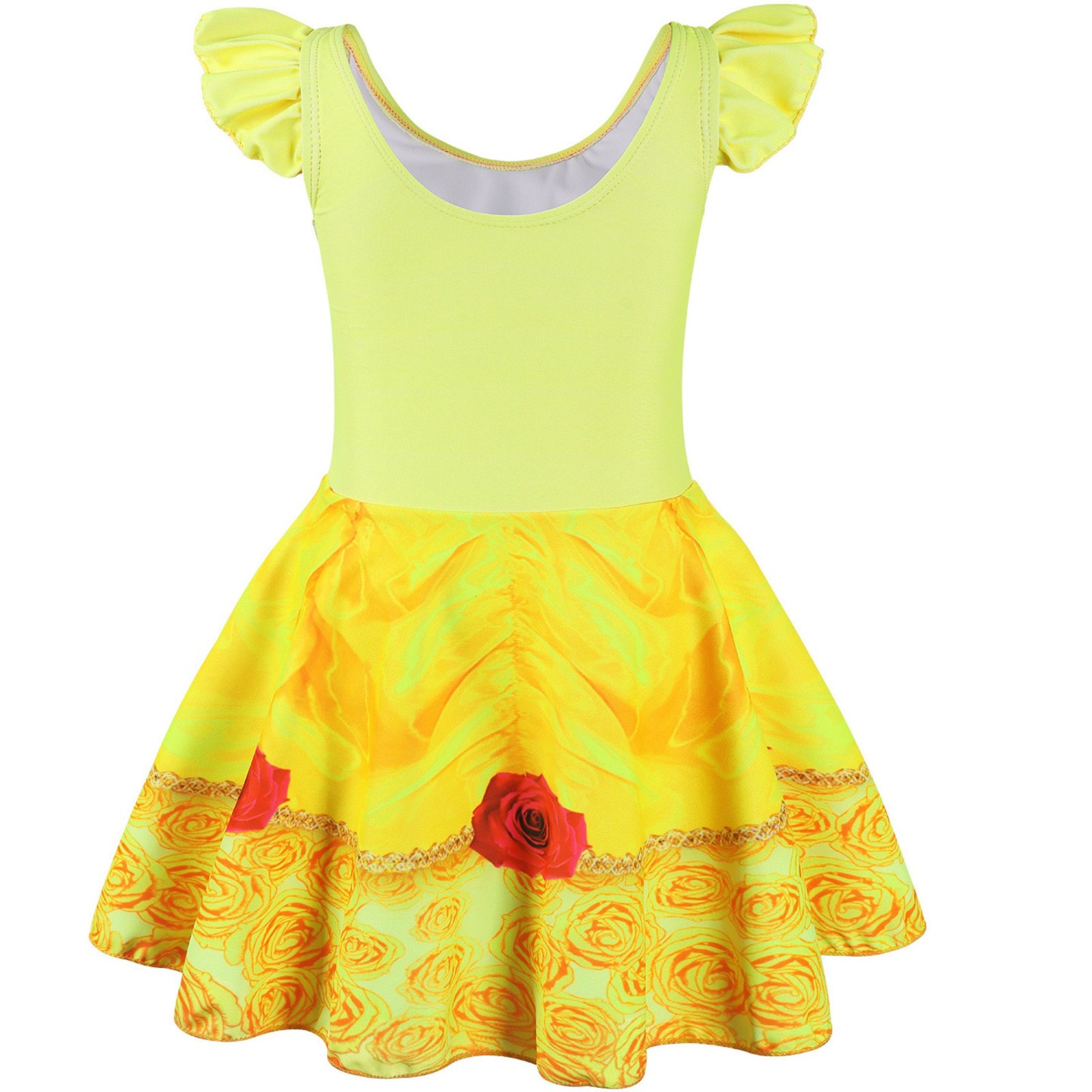 Marendyee Princess Swimsuit for Girls One Piece Short Sleeve Swim Dress Rash Guard Bathing Suit Skirted Swimwear 3-10 Years - 图片 5