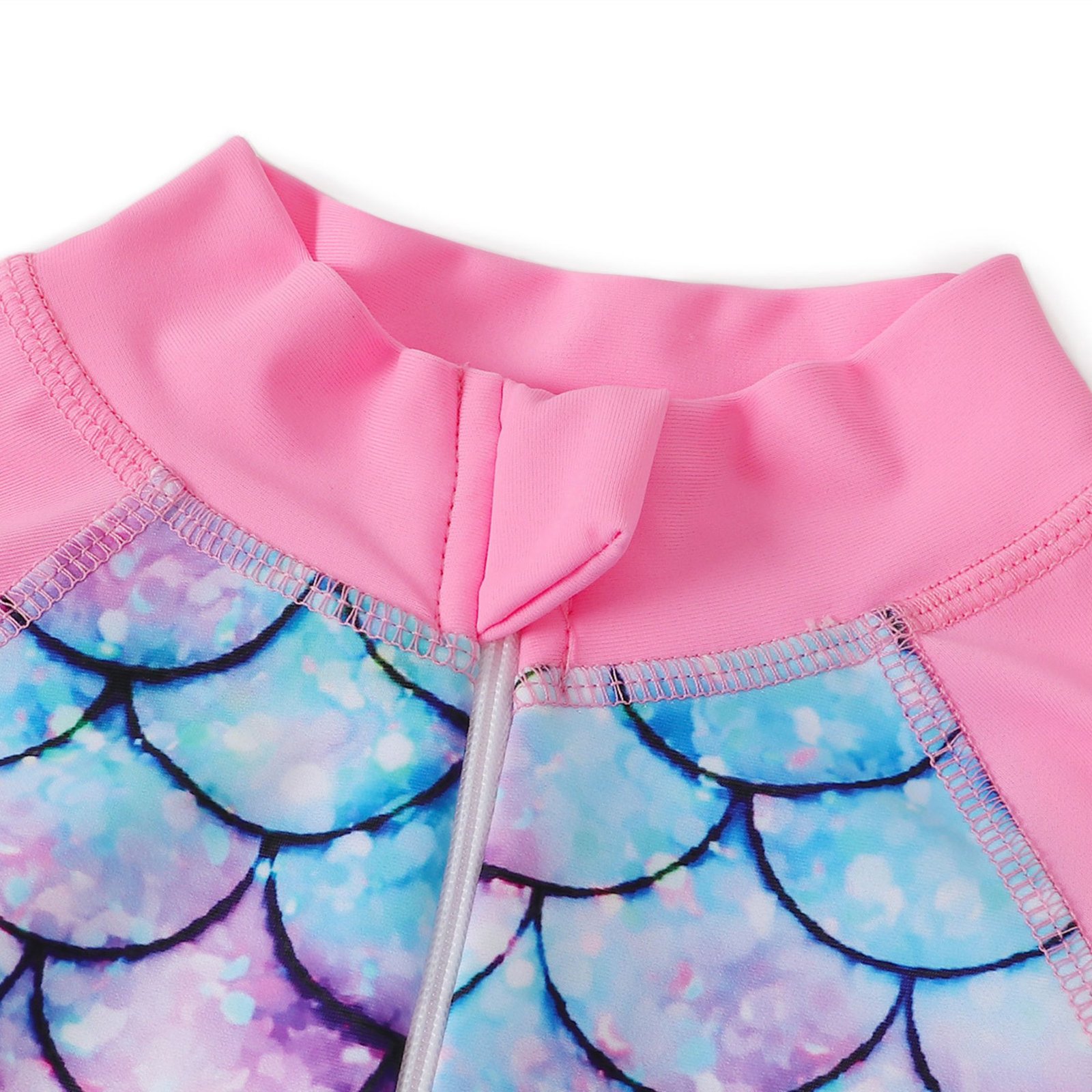 Marendyee Girls Mermaid Swimsuit One Piece Bathing Suit Zipper with UPF 50+ Rashguard Swimwear Printed One Piece Beach 5-6 Years 120 CM - 图片 5