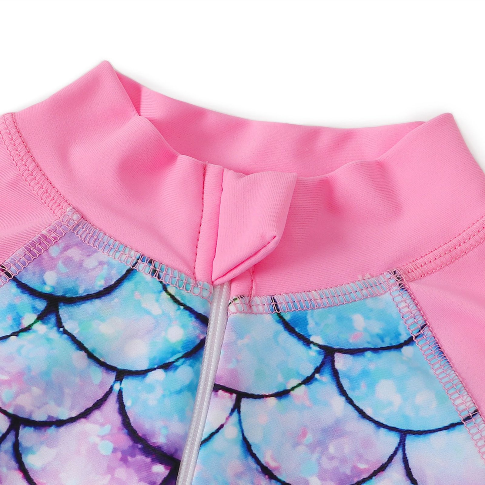 Marendyee Girls Mermaid Swimming One Piece Swimsuits for Toddler Long Sleeve Mermaid Scales Swimwear UPF 50 Sun Protection with Zipper 120 cm 5-6 Years - 图片 11