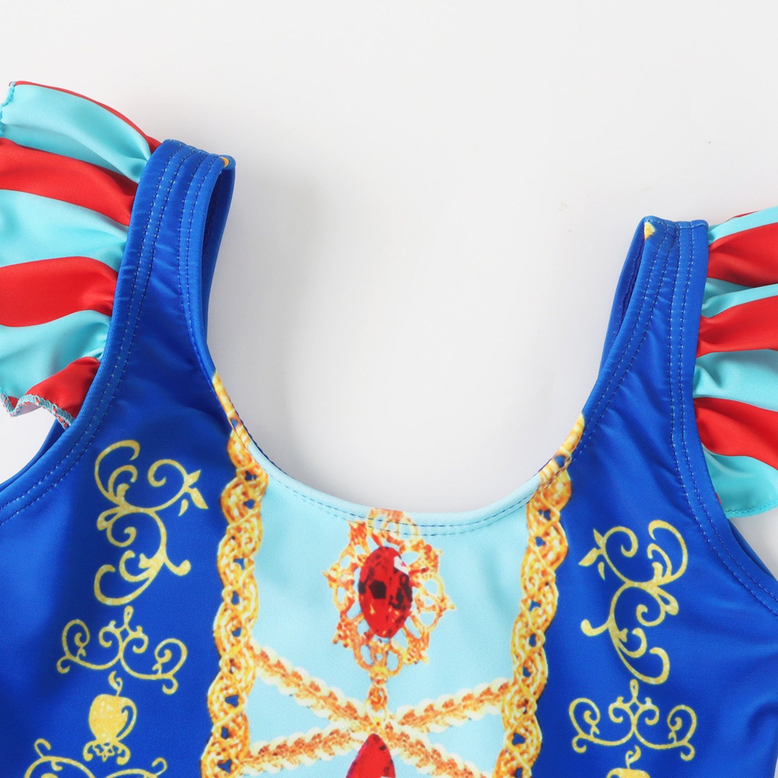 Marendyee Girls Princess Swimsuits One Piece Short Sleeve Swim Dress with Skirt UPF 50+ Floral Bright Bathing Suits for 3-10 Years - 图片 6