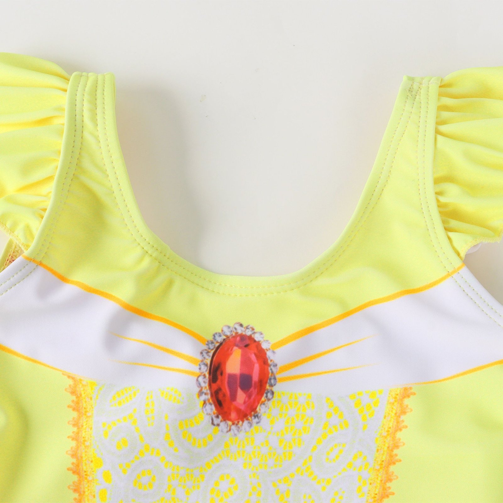 Marendyee Princess Swimsuit for Girls One Piece Short Sleeve Swim Dress Rash Guard Bathing Suit Skirted Swimwear 3-10 Years - 图片 6