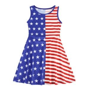 Benylion 4th of July Dresses Toddler Girl American Flag Tank Dress Summer Sleeveless Dresses