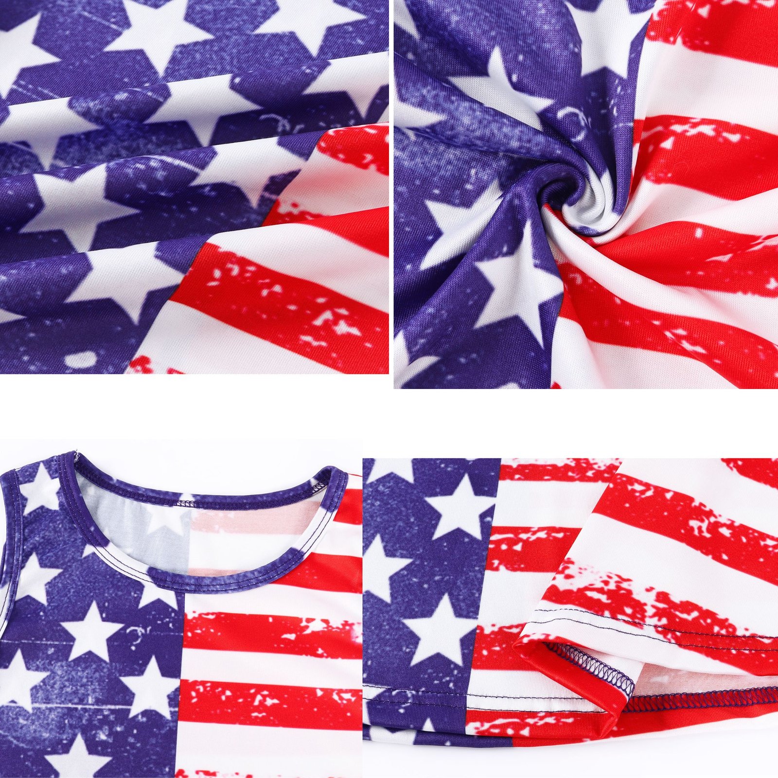 Benylion Girls 4th of July Dresses Independence Day Dresses American Flag Sleeveless Patriotic Dresses - 图片 3