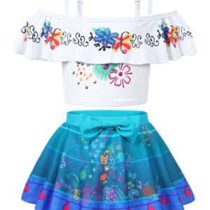 Marendyee Girls 2 Pieces Swimsuit Mirabel Bikini Short-Sleeve Swim Dress Tankini Magic Family Adventure Swimwear 5-6 Years