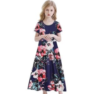 Benylion Tween Girls Dresses for Holiday Playwear Casual Boho Floral Print Junior Dresses for Teen Girls Pajama Dresses