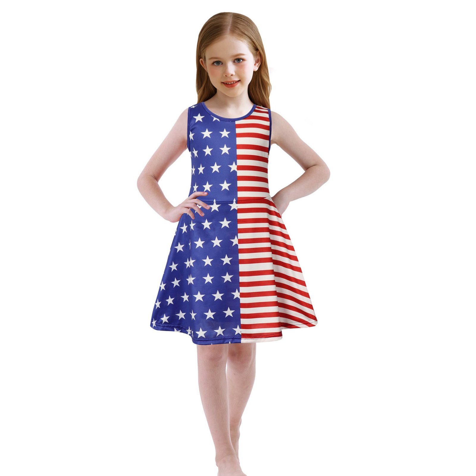 Benylion 4th of July Dresses Toddler Girl American Flag Tank Dress Summer Sleeveless Dresses - 图片 3