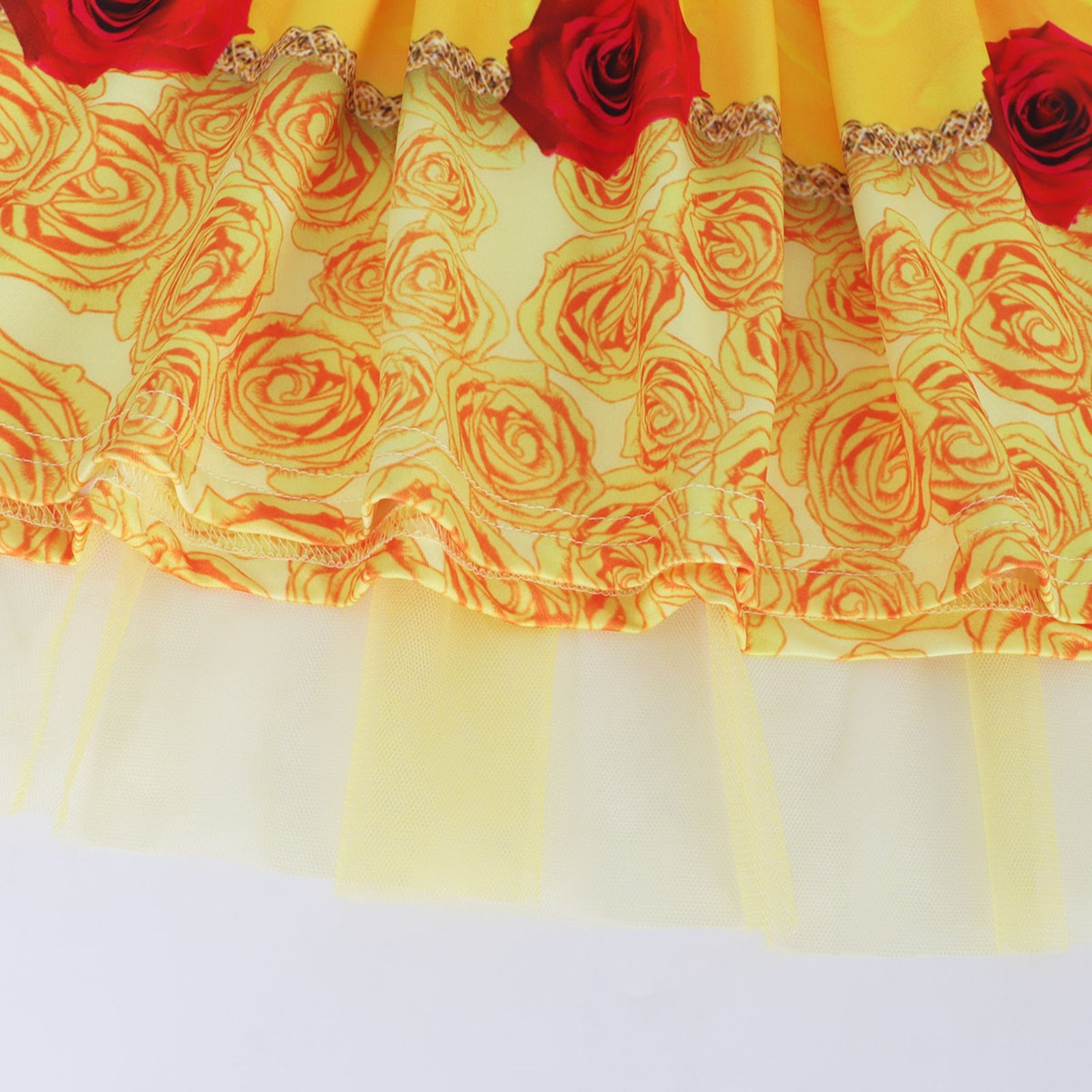 Jurebecia Girls Yellow Dress up Costume Set with Crown and Wand Tulle Halloween Princess Party Costume 2-3 Years - 图片 10