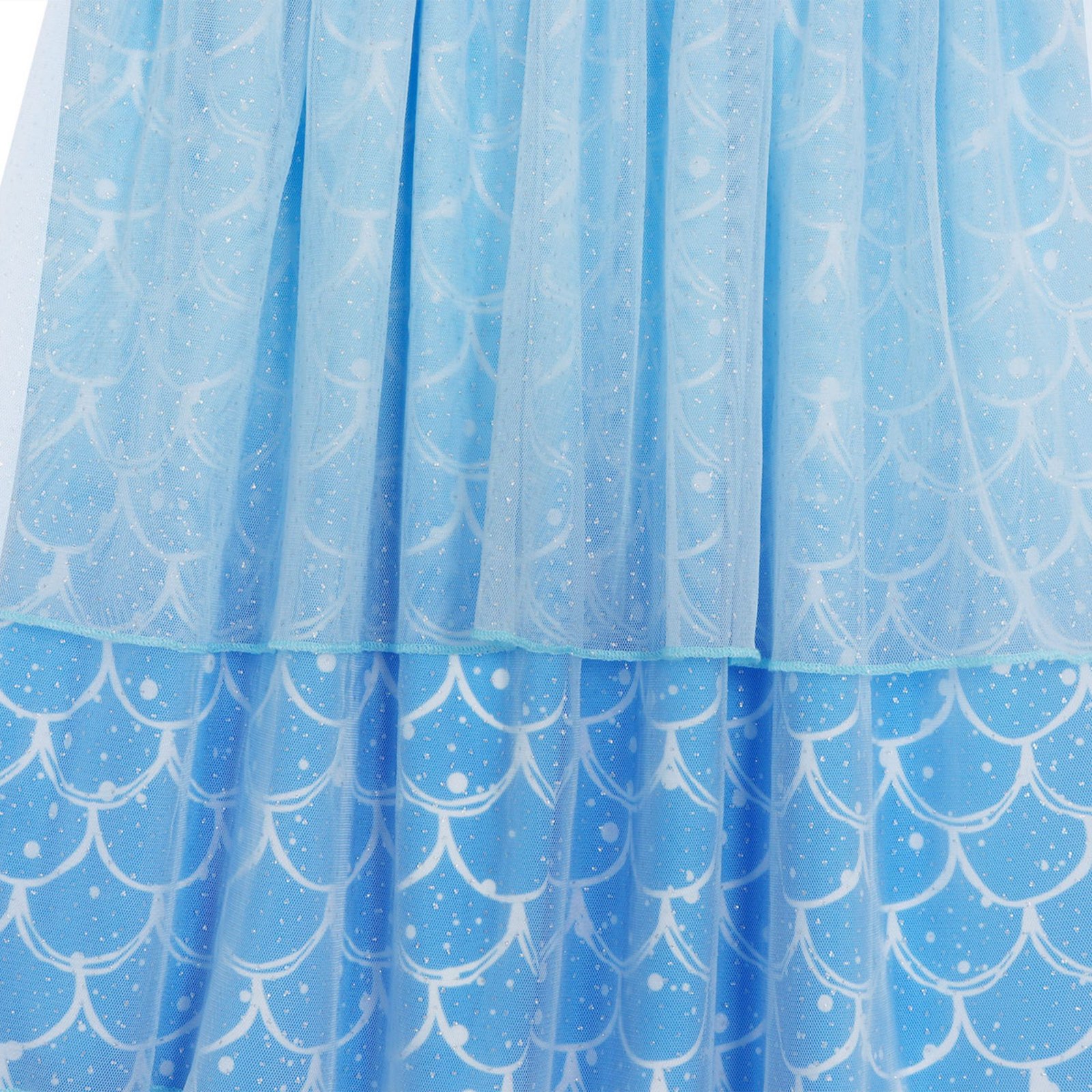 Jurebecia Girls Mermaid Princess Dress up Costume 3 Piece Set with Crown and Wand Ocean Fish Scale Tulle Outfit 5-6 Years - 图片 12