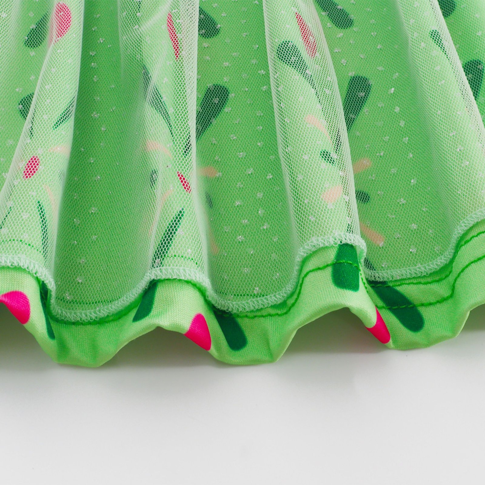 Jurebecia Girls Green Princess Dress up Costume 3-Piece Set with Crown and Wand Nordic Floral Tulle Party Dresses - 图片 11