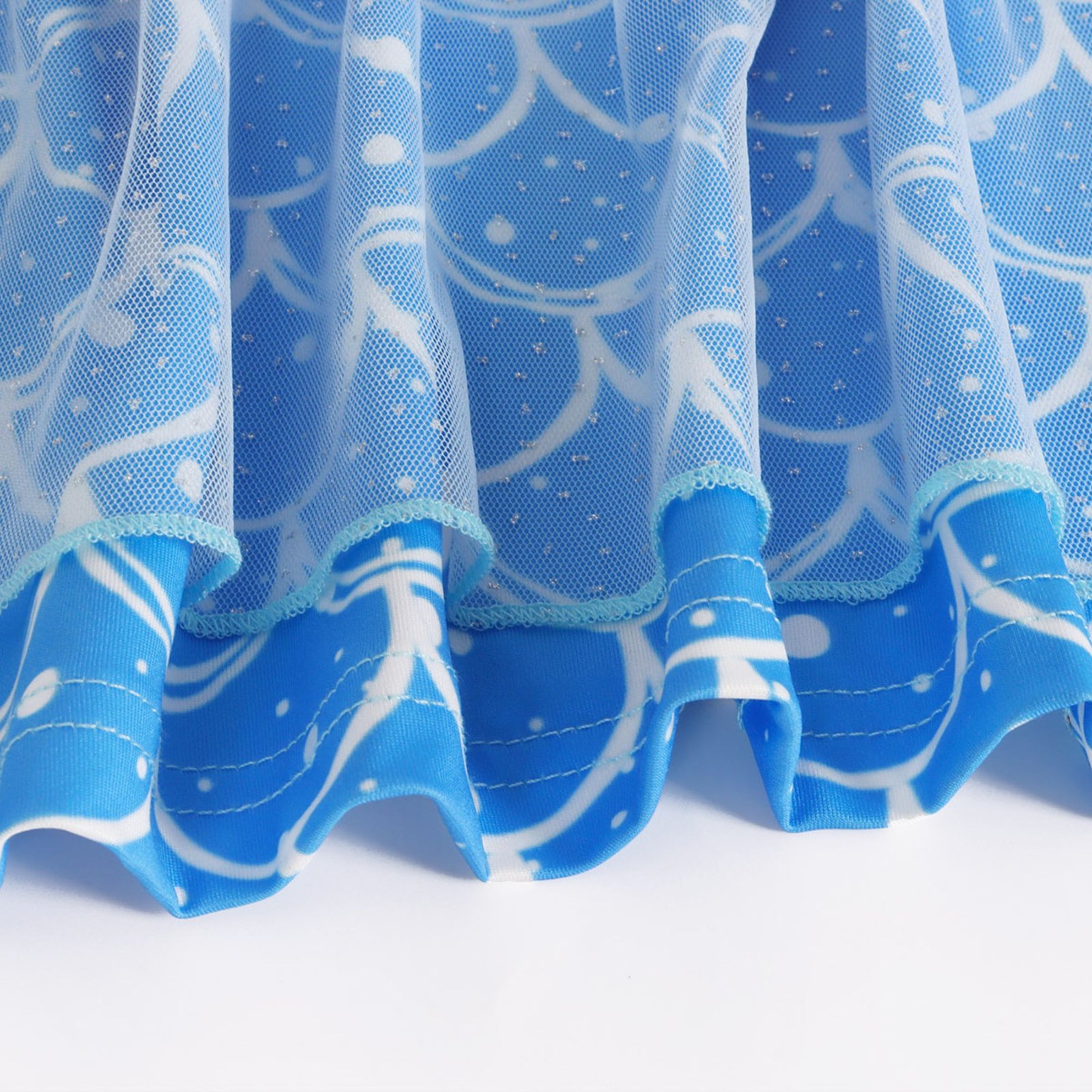 Jurebecia Girls Mermaid Princess Dress up Costume 3 Piece Set with Crown and Wand Ocean Fish Scale Tulle Outfit 5-6 Years - 图片 11
