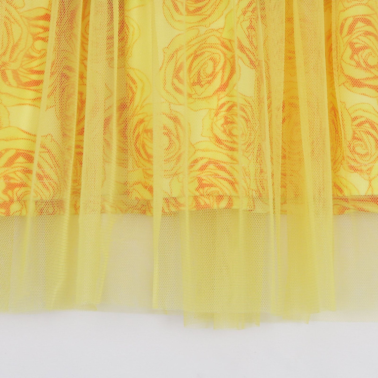 Jurebecia Girls Yellow Dress up Costume Set with Crown and Wand Tulle Halloween Princess Party Costume 2-3 Years - 图片 12