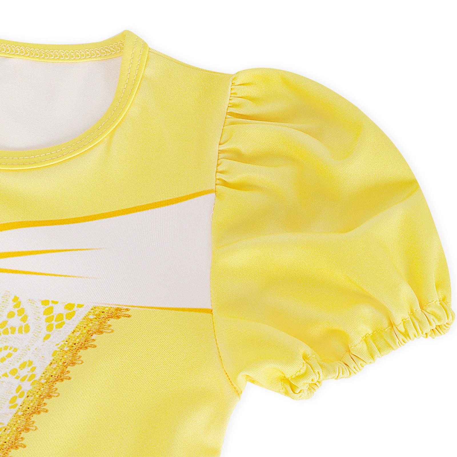 Jurebecia Girls Yellow Dress up Costume Set with Crown and Wand Tulle Halloween Princess Party Costume 2-3 Years - 图片 5