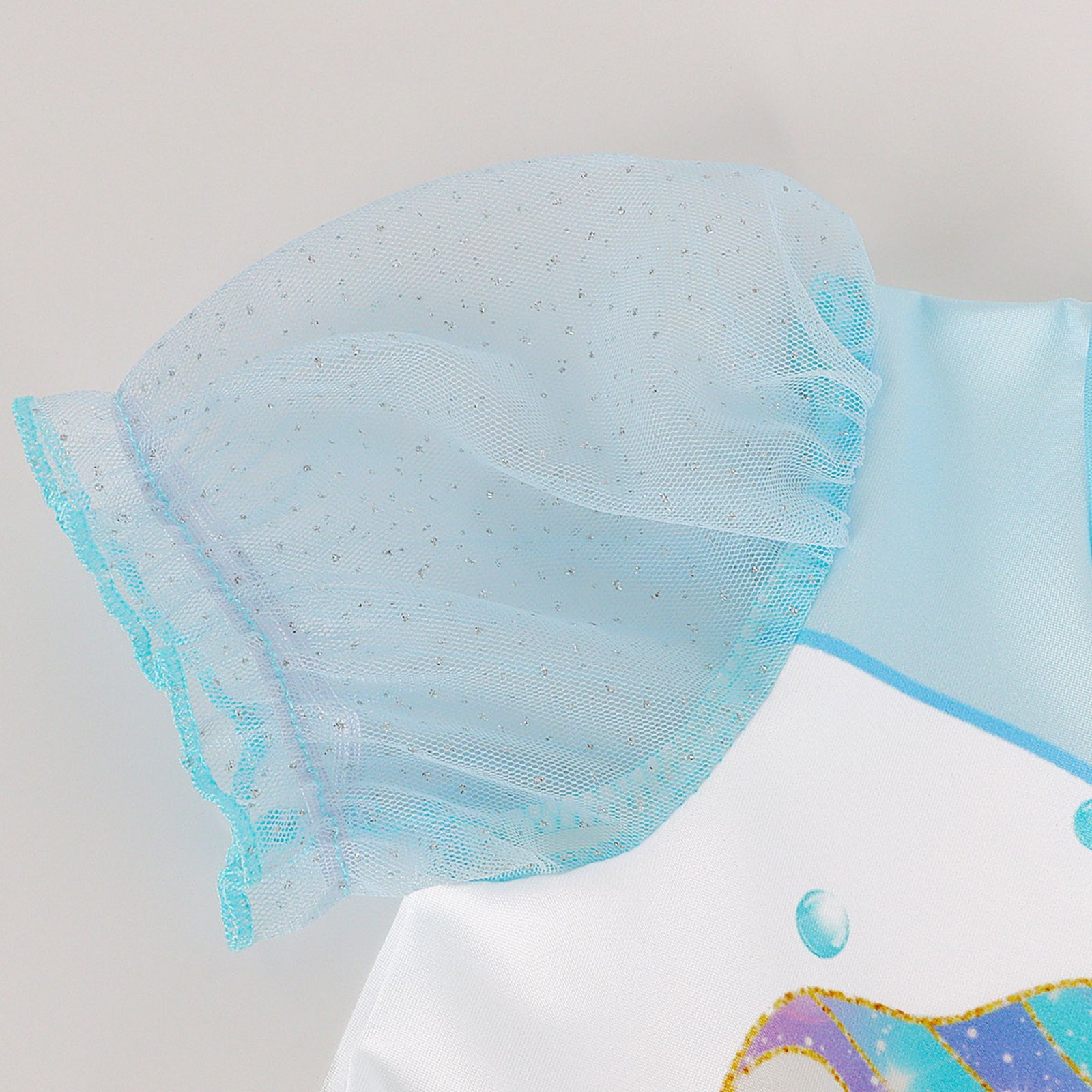 Jurebecia Girls Mermaid Princess Dress up Costume 3 Piece Set with Crown and Wand Ocean Fish Scale Tulle Outfit 5-6 Years - 图片 17