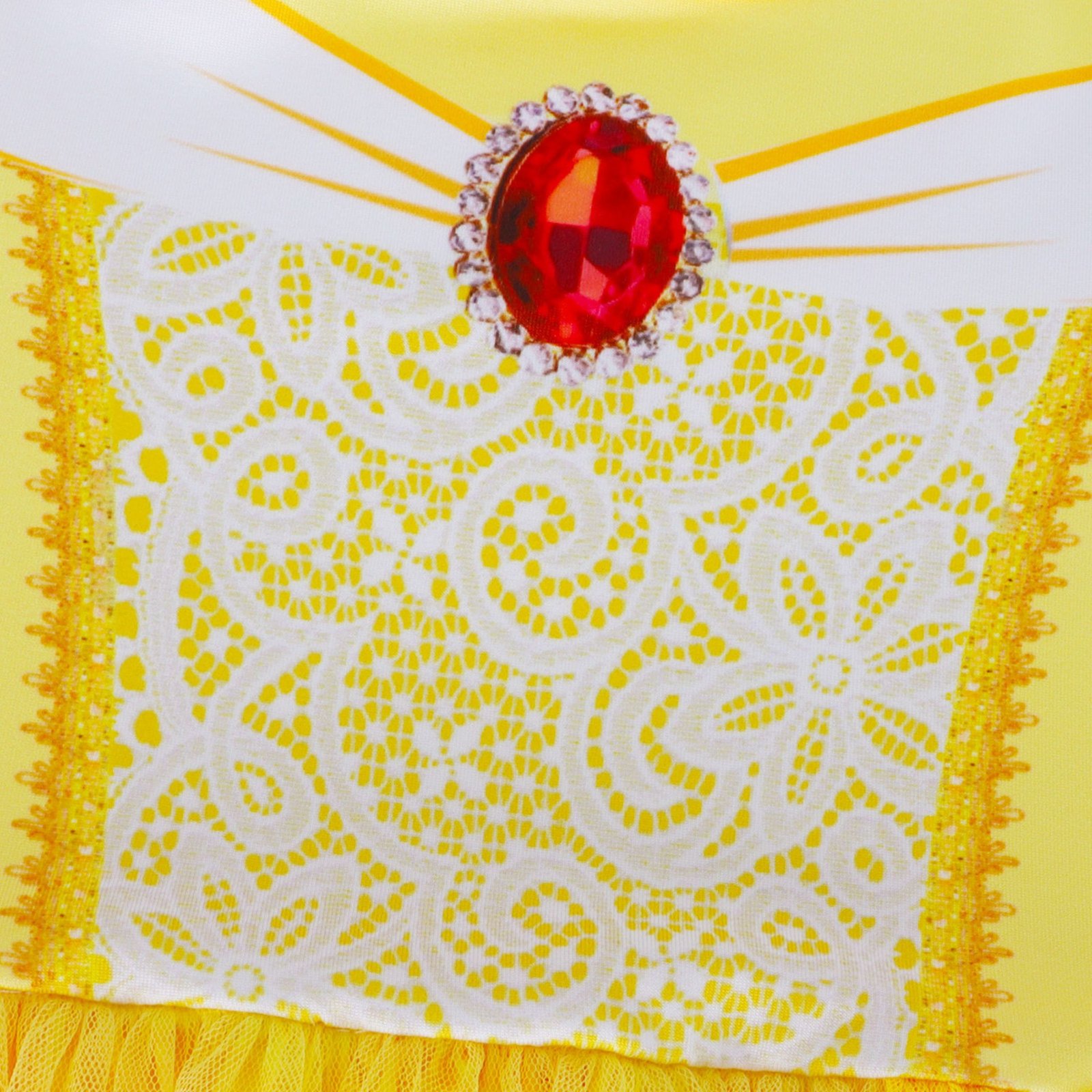 Jurebecia Girls Yellow Dress up Costume Set with Crown and Wand Tulle Halloween Princess Party Costume 2-3 Years - 图片 6