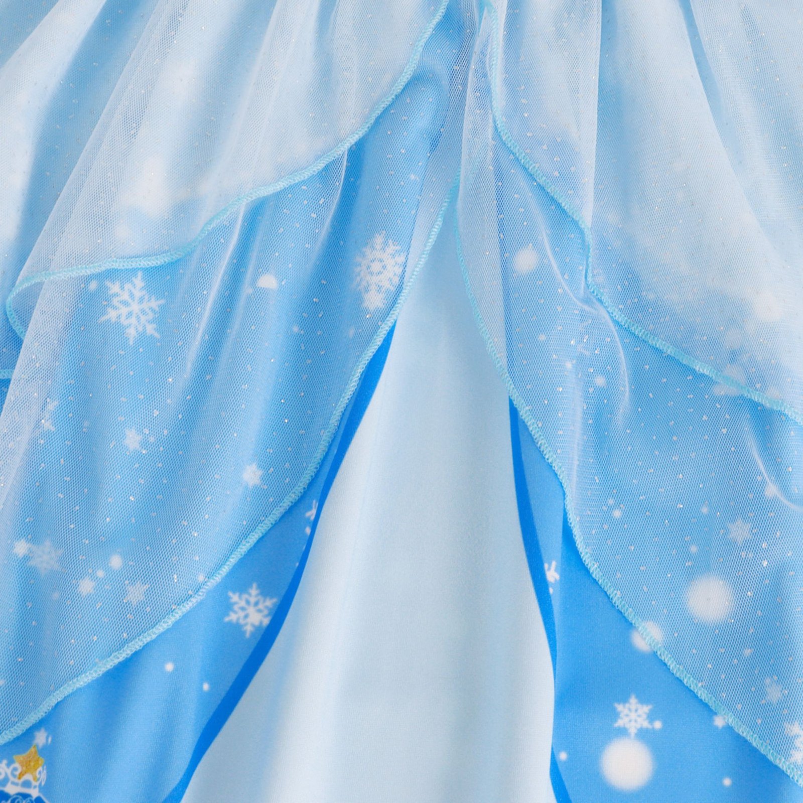 Jurebecia Girls Blue Princess Dress up Costume 3 Piece Set with Crown and Wand Carriage Print Tulle Party Dresses 5-6 Years - 图片 22
