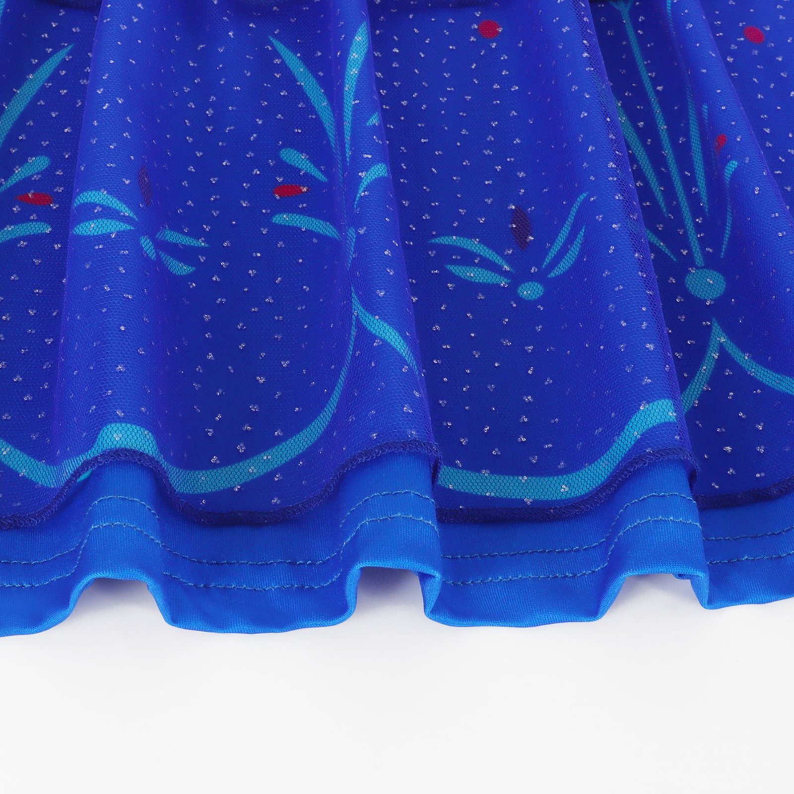 Jurebecia Girls Royal Blue Dress up Costume 3-Piece Set with Crown and Wand - Nordic Floral Tulle Party Dresses 3-4 Years - 图片 9