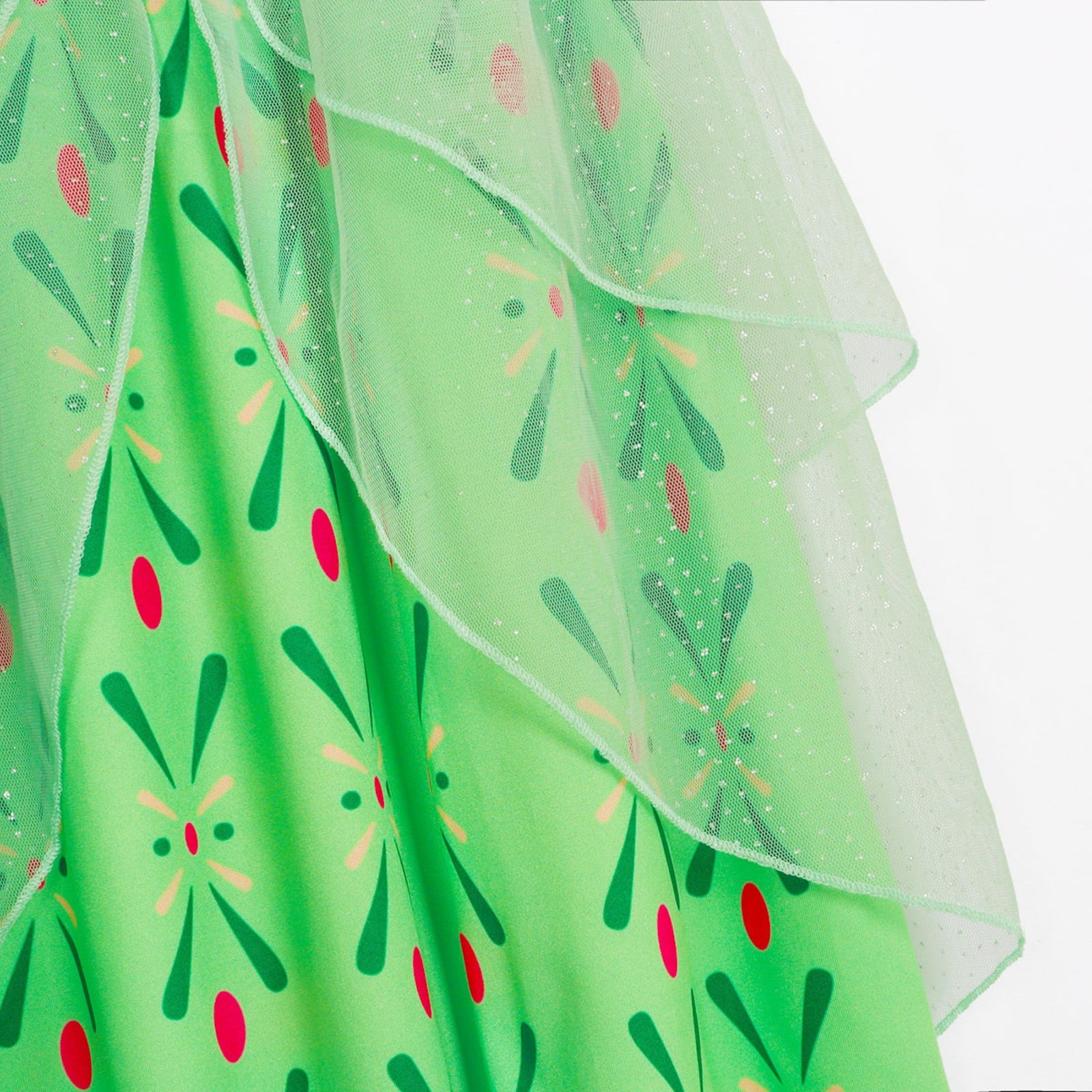 Jurebecia Girls Green Princess Dress up Costume 3-Piece Set with Crown and Wand Nordic Floral Tulle Party Dresses - 图片 9
