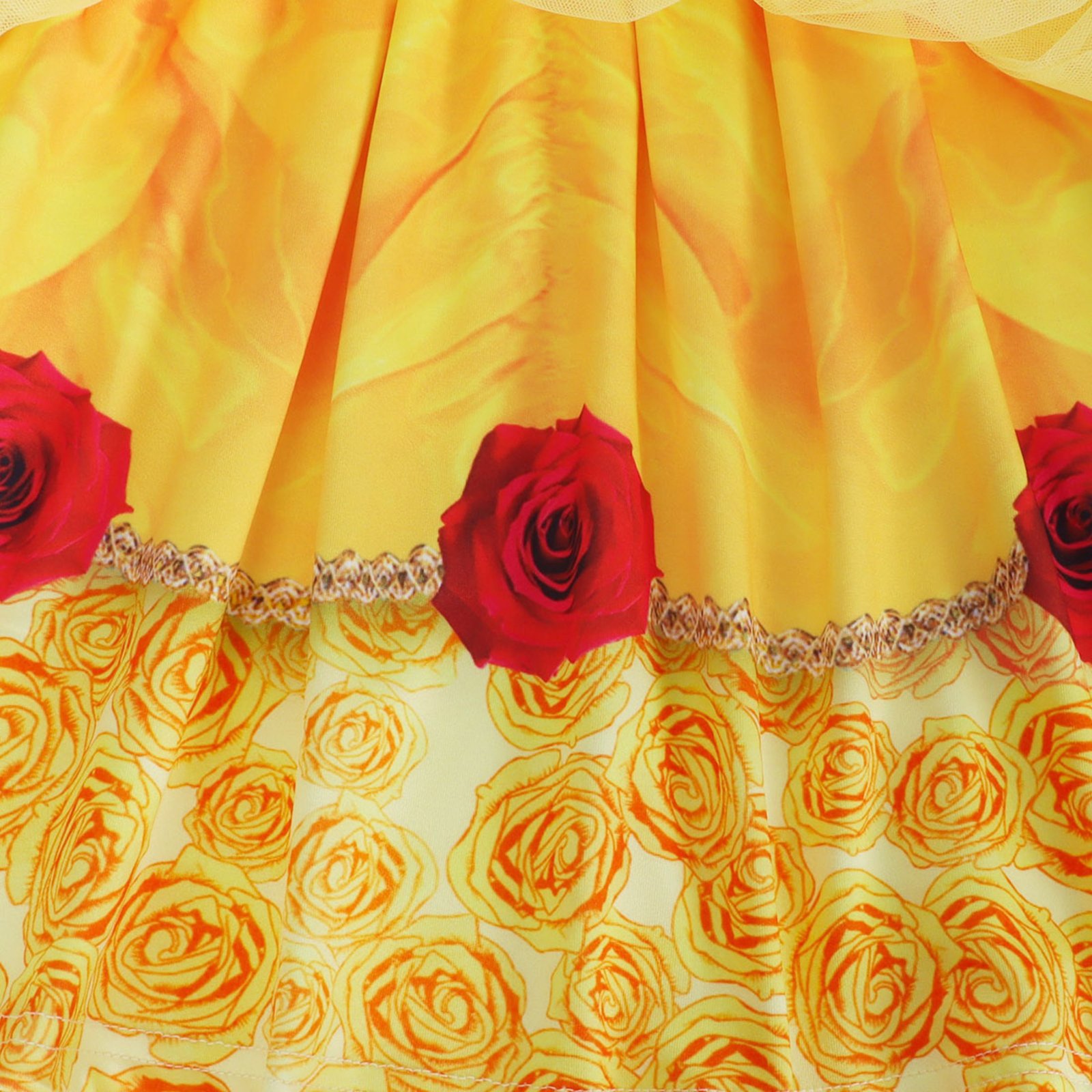 Jurebecia Girls Yellow Dress up Costume Set with Crown and Wand Tulle Halloween Princess Party Costume 2-3 Years - 图片 9