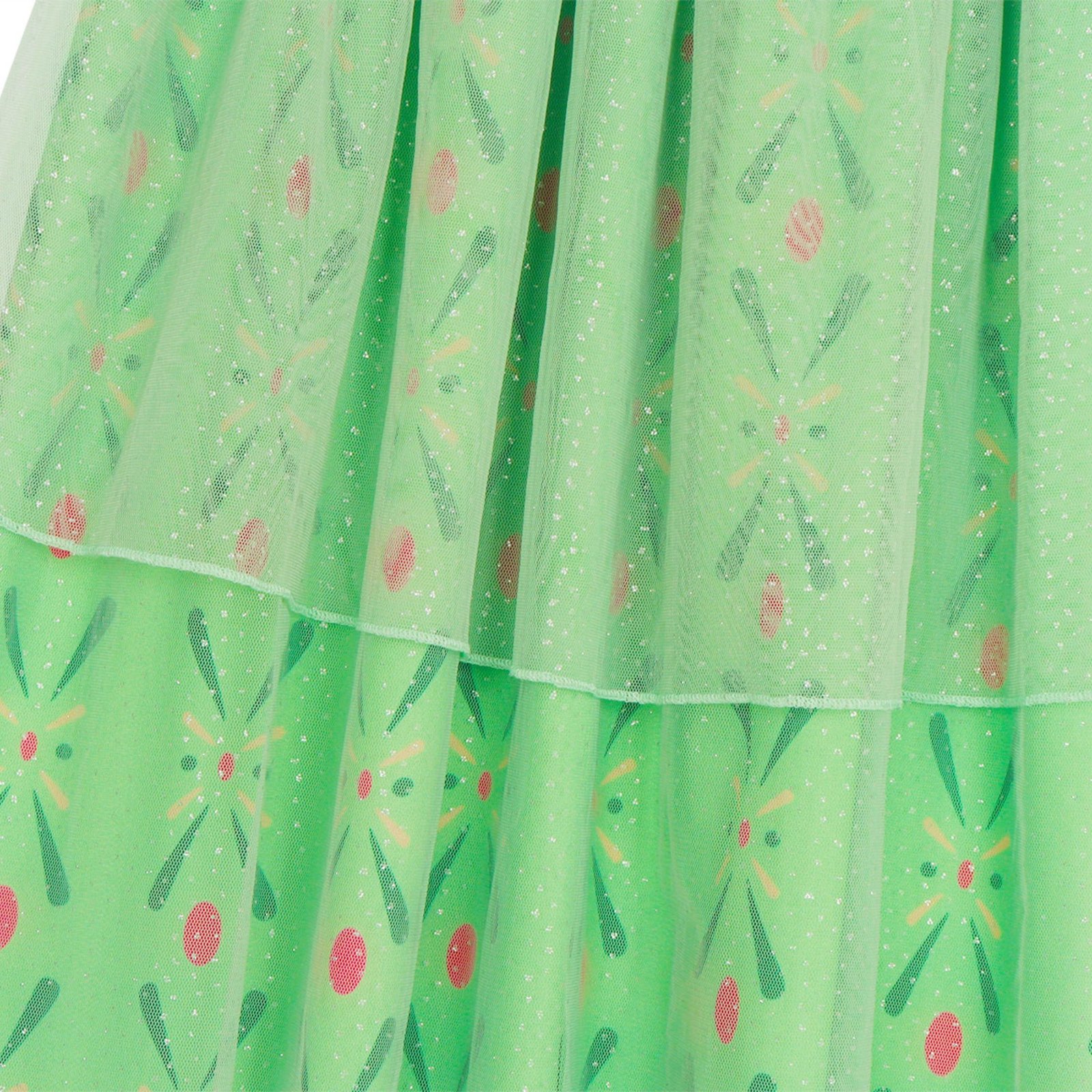 Jurebecia Girls Green Princess Dress up Costume 3-Piece Set with Crown and Wand Nordic Floral Tulle Party Dresses - 图片 10